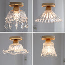 Axyaa Crystal Wood LED Ceiling Lamp Clear Glass Modern Ceiling Lights