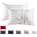 Axyaa Silk Satin Stripes Pillowcase King Queen Size Home Pillow Cover