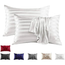 Axyaa Silk Satin Stripes Pillowcase King Queen Size Home Pillow Cover