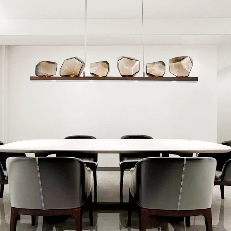 Axyaa Rock Glass Chandelier Pendant Lamps for Living Room Restaurant Bedroom