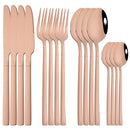 Axyaa Rose Gold Cutlery Set - 16-Piece Stainless Steel Dinnerware Flatware
