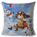 Axyaa Beautiful Girl Pattern Linen Pillowcase for Living Room and Bedroom