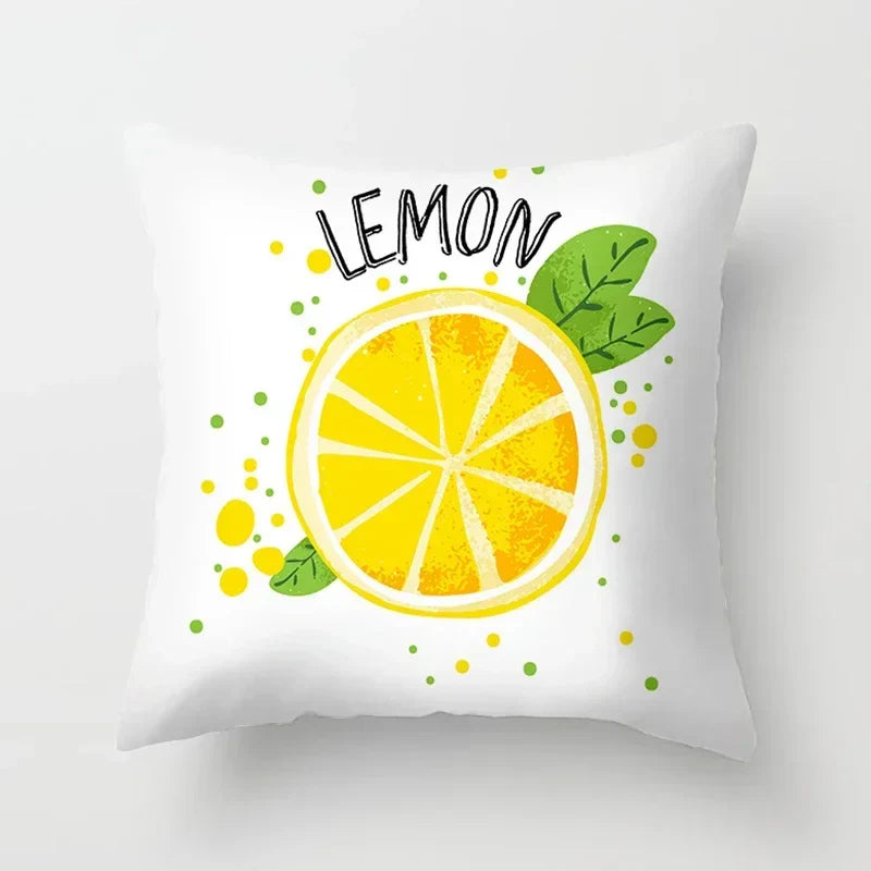 Lemon Pattern Summer Cushion Cover for Sofa Decor by Axyaa