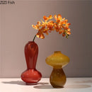 Axyaa Color Glass Vase & Artificial Flower Desk Decoration Set