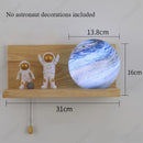 Axyaa LED Planet Glass Wall Lamp with Wood Base for Children's Room Home Decor