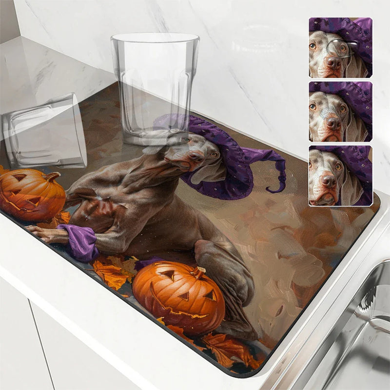 Axyaa Halloween Pumpkin Drain Pad Kitchen Drying Mat