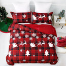 Axyaa Red Buffalo Plaid Queen Size Christmas Duvet Cover Set