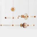Axyaa Modern Stained Glass Chandelier Nordic LED Pendant Lamp for Living Room