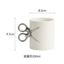 Axyaa Scissor Handle Coffee Cup with Camellia Flower Design