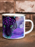 Axyaa Winter Tiger Mother & Cubs Enamel Camping Mug - 12oz Home Tea Cup