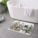 Axyaa Snowman & Fawn Printed Non-Slip Floor Mat for Home Décor