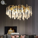Axyaa Round Gold Crystal Chandelier - Modern Hanging Light for Kitchen, Living, Dining, Bedroom