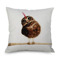 Axyaa Owl Linen Pillowcase 45x45cm Decorative Cushion Cover Sofa Throw Pillows Case