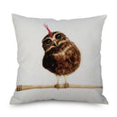 Axyaa Owl Linen Pillowcase 45x45cm Decorative Cushion Cover Sofa Throw Pillows Case
