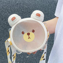 Axyaa Bear Water Bottle 750ml - Cute Double Sided Design, BPA-Free Tritan, Portable with Straw
