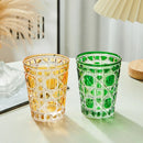 Axyaa Colorful Tumbler Cup, Hand-carved, Heavy Bottom, Whiskey & Bourbon Glass, 310ml
