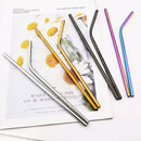 Axyaa Rainbow Stainless Steel Drinking Straws, 6pcs Bent Tube Set