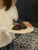 Axyaa Pure White Ceramic Dessert Plate, Cake Tray, Sushi Platter