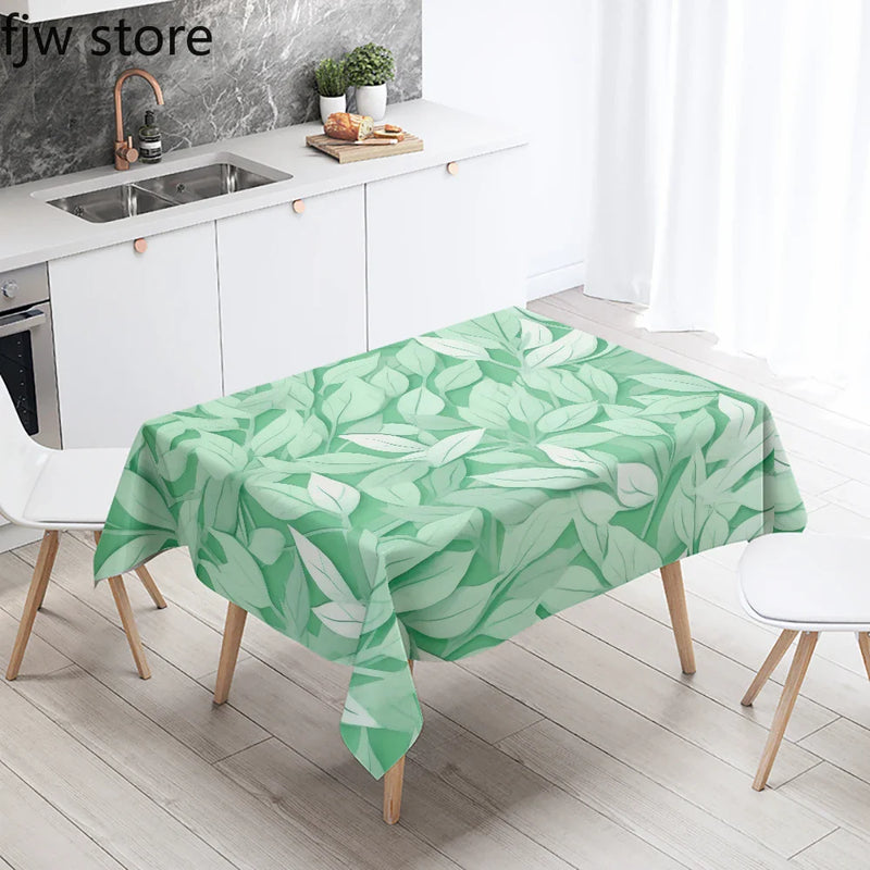 Tropical Plant Printed Waterproof Table Cloth for Kitchen & Restaurant by Axyaa
