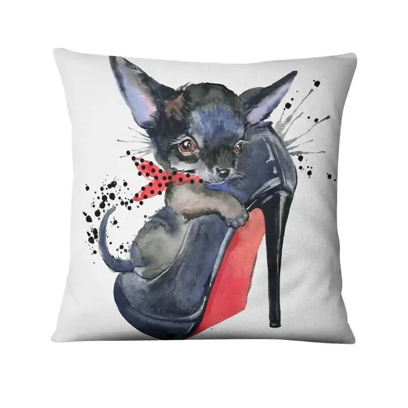 Axyaa French Bulldog Gift Cushion: Decorative Sofa Throw Pillow with American Cartoon Pet Print