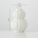 Axyaa White Ceramic Calabash Vase for Room Decoration and Floral Arrangement