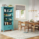 Axyaa 6-Shelf Bookcase with Drawer, 71" Tall, Solid Wood Legs