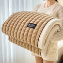 Axyaa Luxe Double Layer Faux Rabbit Fur Throw: Soft & Warm White Striped Blanket