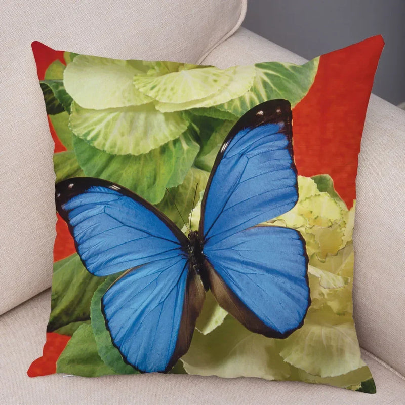 Axyaa Butterfly Flower Pillow Cover 45*45cm for Home Sofa Decor