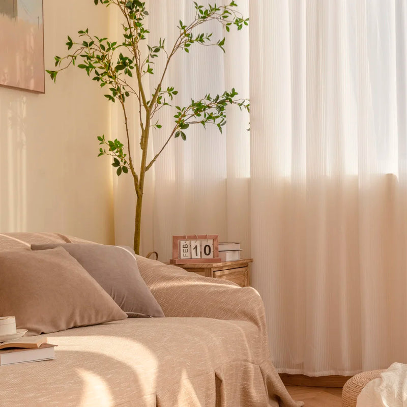 Axyaa White Tulle Sheer Curtains for Living Room Decor
