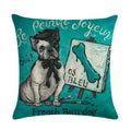 Axyaa Cartoon Dog Linen Cushion Cover for Office Furniture and Sofa Decor