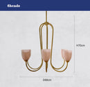 Axyaa pink & white glass pendant light with multiple lamp heads for French living room and bedroom.