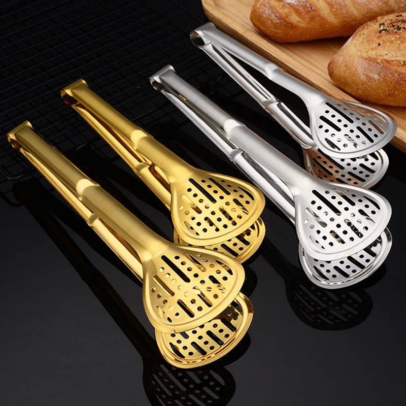 Axyaa Stainless Steel Food Tongs with Long Handle for Kitchen