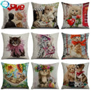 Axyaa Pug Pets Pattern Sofa Cushion Cover Home Decor Pillowcase Linen Cartoon