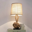 Axyaa Modern Minimalist Table Lamp with Hemp Rope Body and Fabric Shade