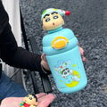 Axyaa Cartoon Thermos Bottle: Stainless Steel Insulated Vacuum Cup with Straw for Kids.
