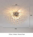 Axyaa Modern Silver Crystal Chandelier LED Pendant Lamp for Dining Room