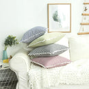 Axyaa Striped Pattern Ball Edge Pillow Case 45x45cm for Living Room Sofa