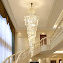 Axyaa Gold Crystal Pendant Chandelier for Duplex Building Staircase