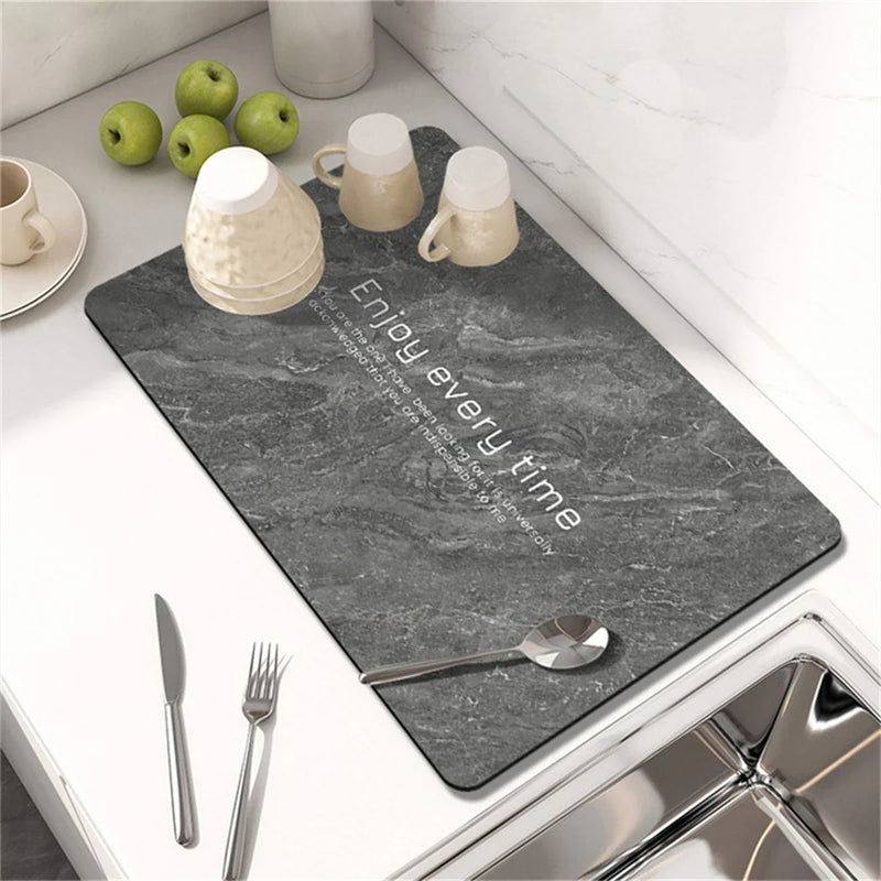 Axyaa Silicone Stripe Kitchen Drying Mat - Absorbent & Stylish Tables Cups Holder