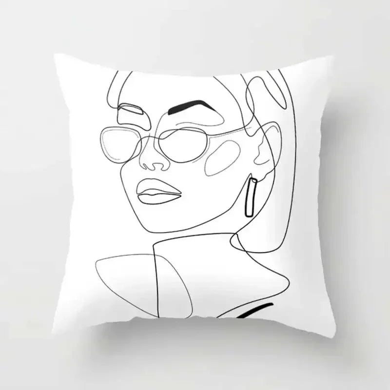Axyaa Abstract Art Couple Portrait Pillow Cover 45X45CM