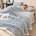 Axyaa Heart Pattern Coral Fleece Blanket: Double Layer Thicken Warm Plush Sofa Throw