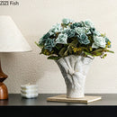 Axyaa Ceramic Floral Texture Vase for Aesthetic Room Decor