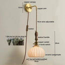 Axyaa Copper Ceramic LED Wall Lamps: Nordic Modern Walnut Handle for Living Room, Bedroom, Bathroom