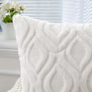 Axyaa Ivory White Plush Faux Wool Throw Pillow Covers, 45x45CM Boho Style