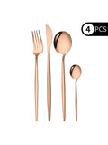 Axyaa 4-Piece Black Gold Stainless Steel Cutlery Set