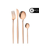 Axyaa 4-Piece Black Gold Stainless Steel Cutlery Set