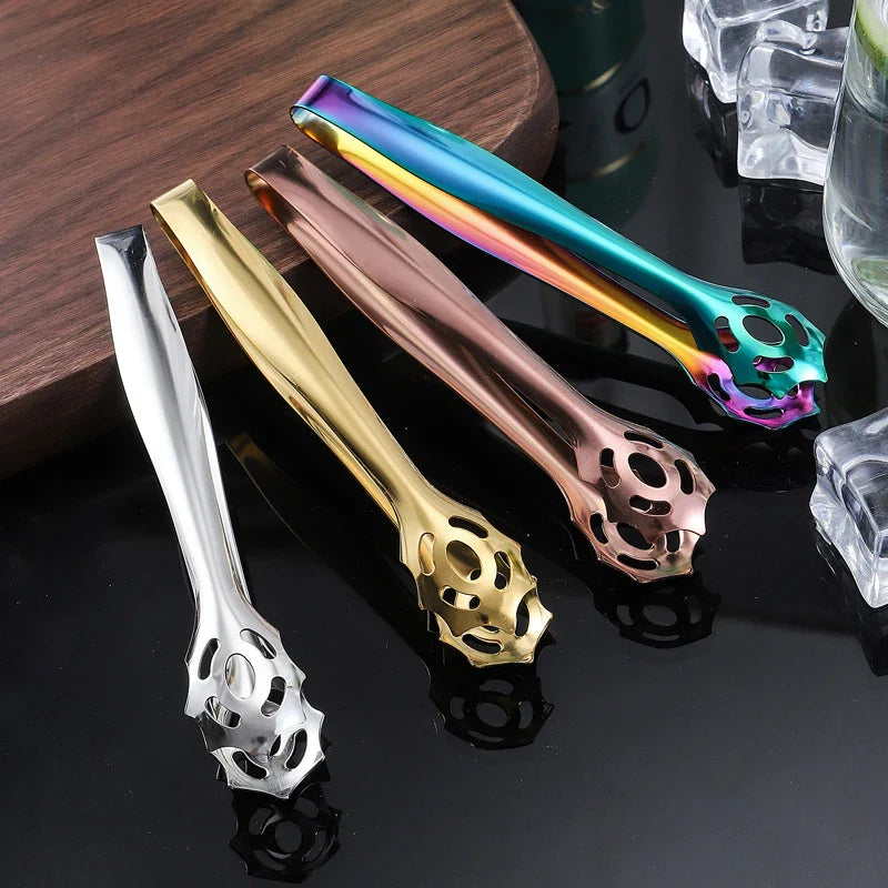Axyaa Stainless Steel Ice Cube Coffee Sugar Tongs Barbecue Kitchen Utensils