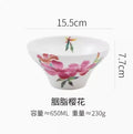 Axyaa 6-inch High Feet Noodle Bowl: Porcelain Ceramic Soup Bowl with Anti-scalding Rim