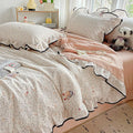 Axyaa Kapok Double-Layer Ruffle Leaf Edge Summer Quilt Set - 4 Piece