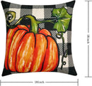 Axyaa Pumpkin Linen Throw Pillow Cover 18x18in for Thanksgiving Couch